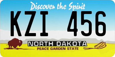ND license plate KZI456