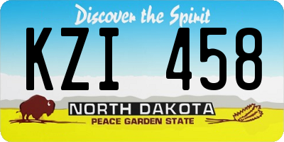 ND license plate KZI458