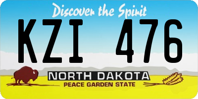 ND license plate KZI476