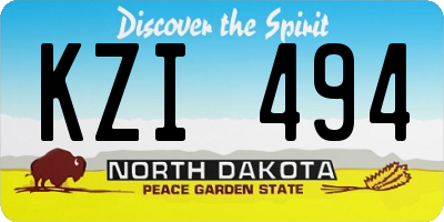 ND license plate KZI494