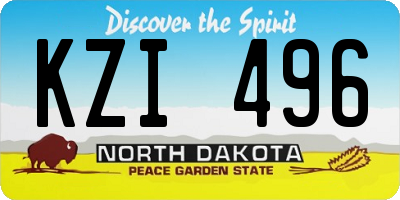 ND license plate KZI496