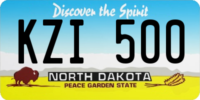 ND license plate KZI500
