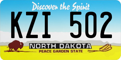 ND license plate KZI502