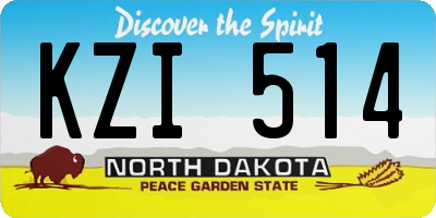 ND license plate KZI514