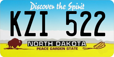 ND license plate KZI522