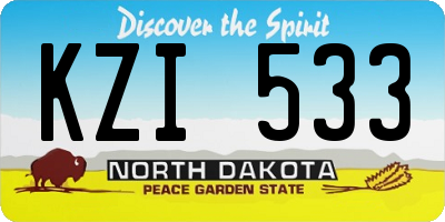 ND license plate KZI533