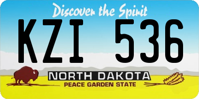 ND license plate KZI536