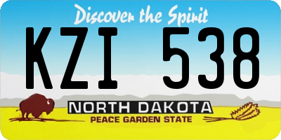 ND license plate KZI538