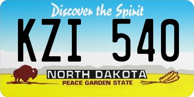 ND license plate KZI540