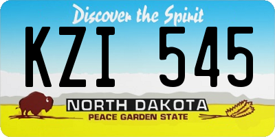 ND license plate KZI545