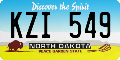 ND license plate KZI549