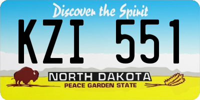 ND license plate KZI551