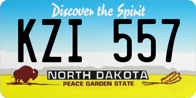 ND license plate KZI557