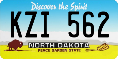 ND license plate KZI562