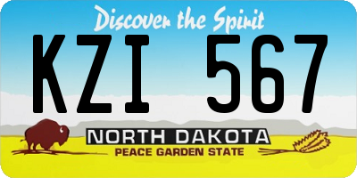 ND license plate KZI567