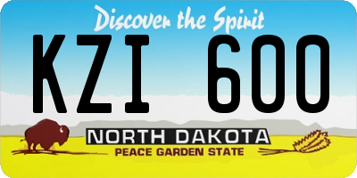 ND license plate KZI600