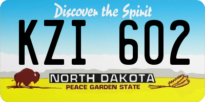 ND license plate KZI602