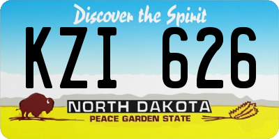 ND license plate KZI626