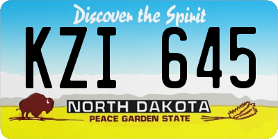 ND license plate KZI645