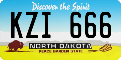 ND license plate KZI666