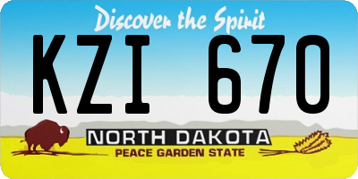 ND license plate KZI670