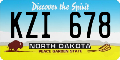 ND license plate KZI678