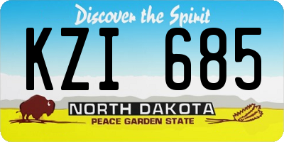 ND license plate KZI685