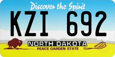 ND license plate KZI692