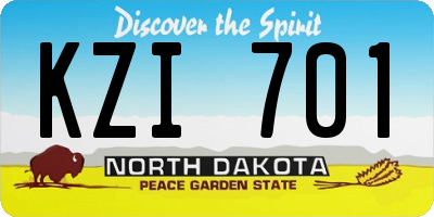ND license plate KZI701