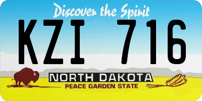 ND license plate KZI716