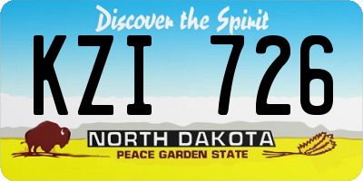ND license plate KZI726