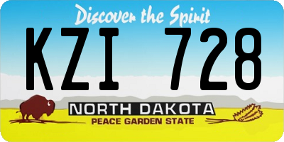 ND license plate KZI728