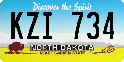 ND license plate KZI734