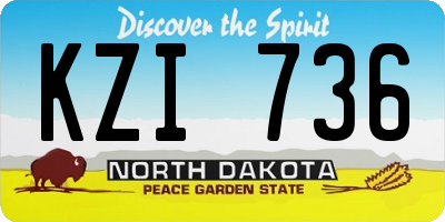 ND license plate KZI736