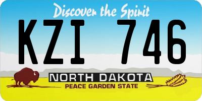 ND license plate KZI746
