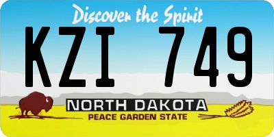 ND license plate KZI749