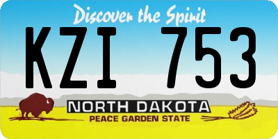 ND license plate KZI753