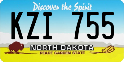 ND license plate KZI755