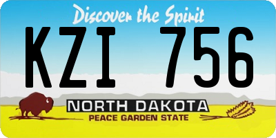 ND license plate KZI756