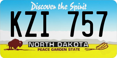 ND license plate KZI757