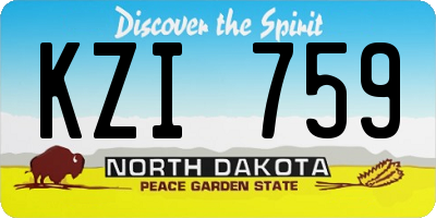 ND license plate KZI759