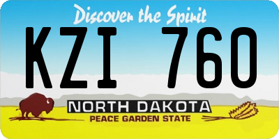 ND license plate KZI760