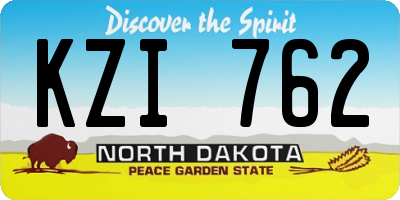 ND license plate KZI762