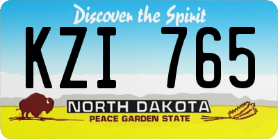 ND license plate KZI765