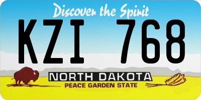 ND license plate KZI768
