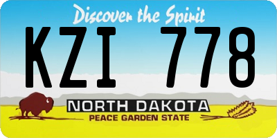 ND license plate KZI778