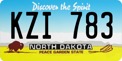 ND license plate KZI783