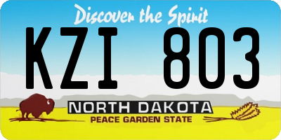 ND license plate KZI803