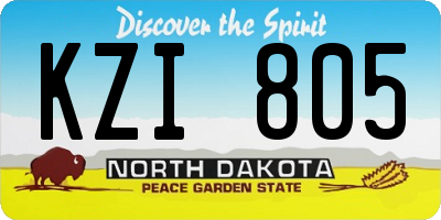ND license plate KZI805