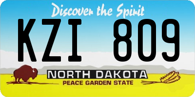 ND license plate KZI809